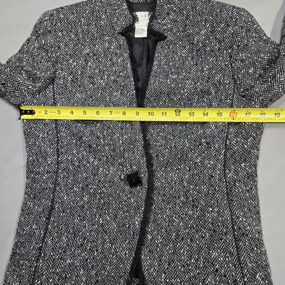 Doncaster Collection Blazer Women's Size 8P Black Tweed Fringe Wool Blend - Picture 10 of 16